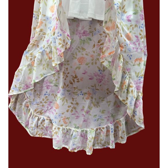 Rue 21 - Women's Summer Sleeveless High Low Hem Ruffle Floral Dress - White -XXS - Picture 9 of 16